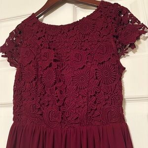 Lulu's Burgundy Floral Lace Dress